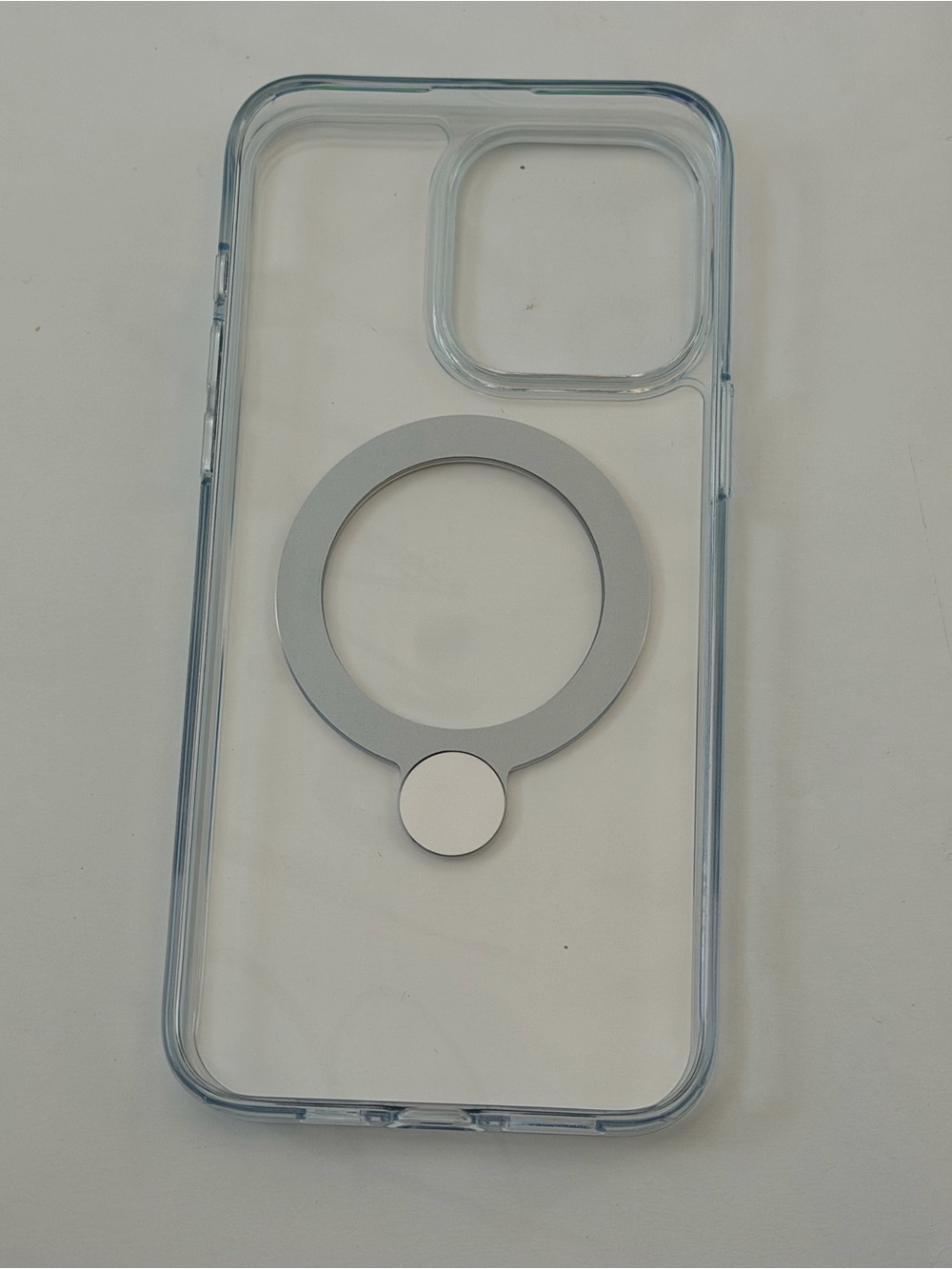 iPhone 15 pro Max case Clear Phone Case with Silver Magnetic Ring